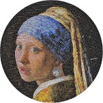 Palau GIRL WITH A PEARL EARRING - VERMEER series GREAT MICROMOSAIC PASSION $20 Silver Coin 2019 Proof 3 oz